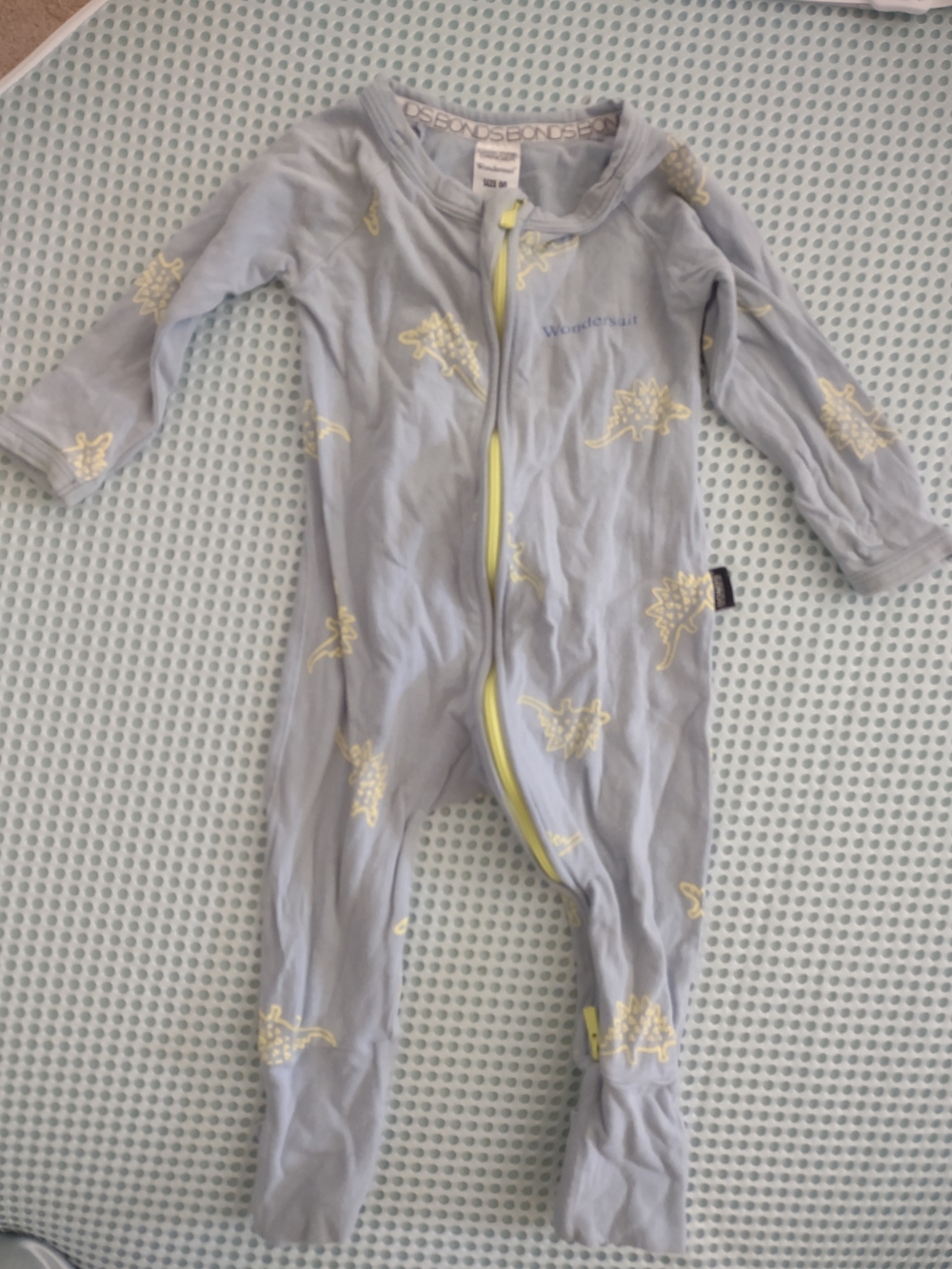 Bonds Wondersuit Light Blue & Yellow Dino Onesie